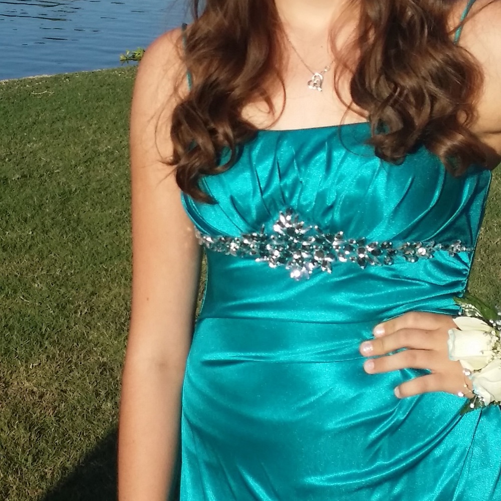 Teal prom dress